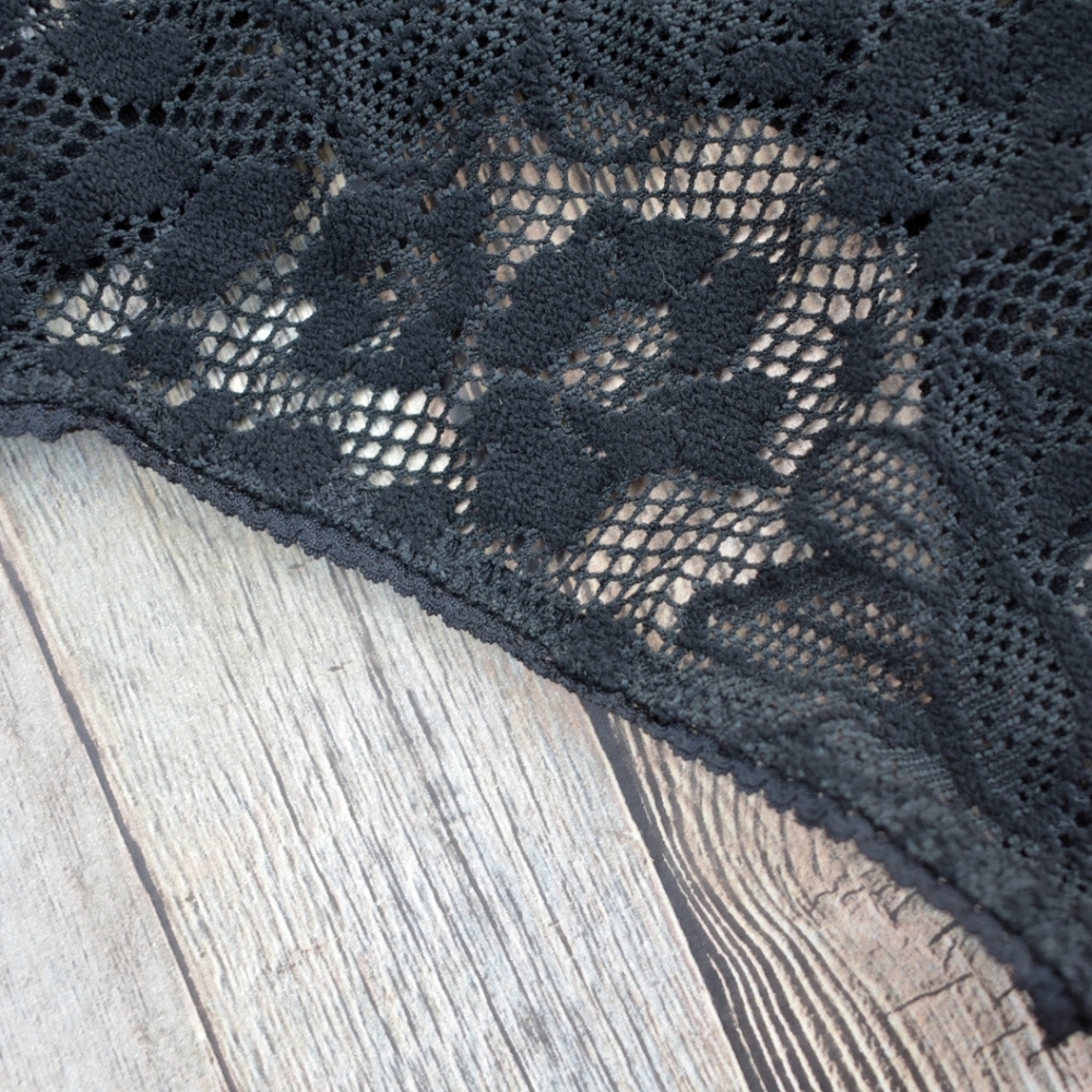 Free People Live It Up Lace V-Neck Bodysuit Black - Picture 4 of 7